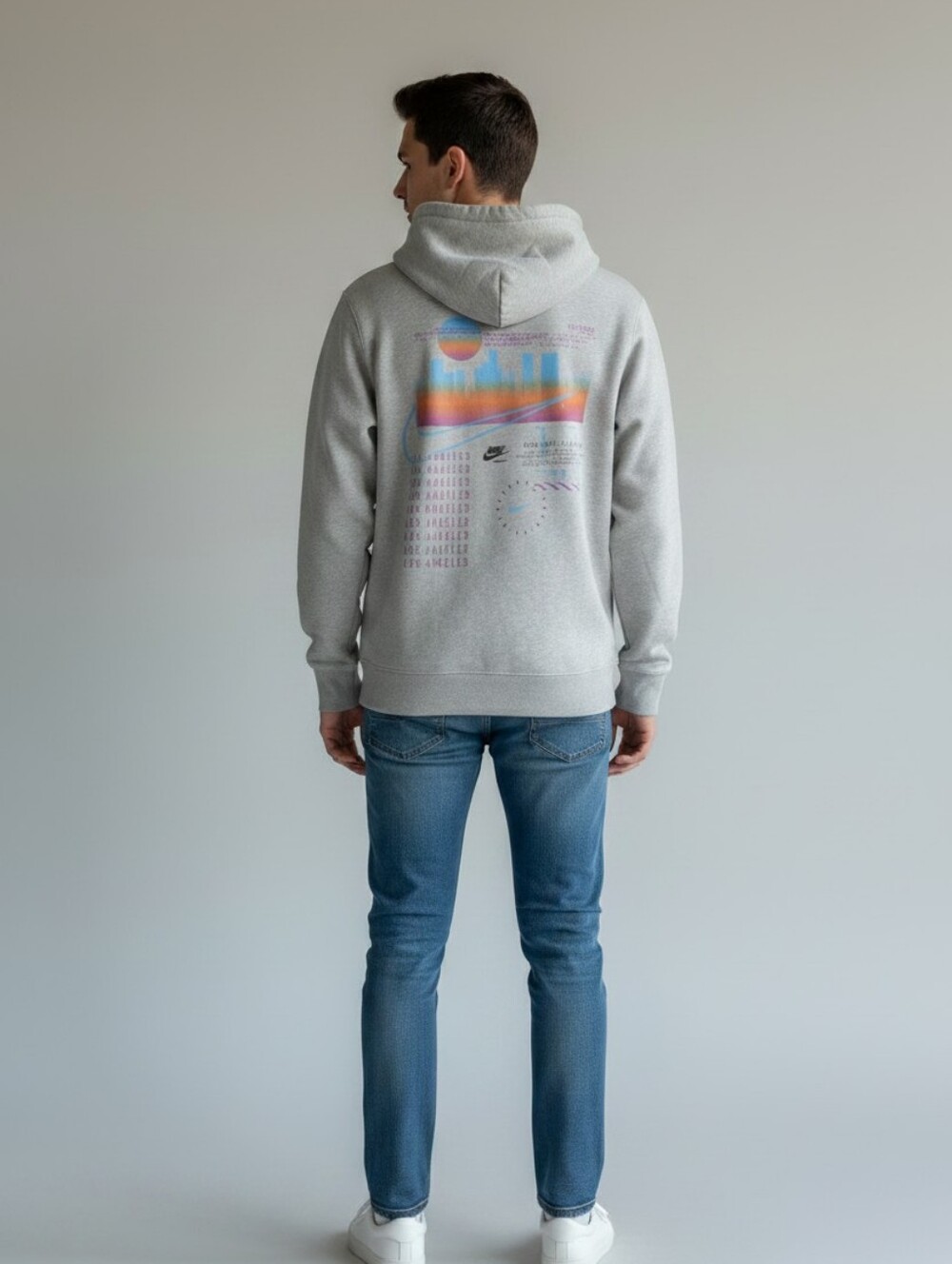 Nike Club Fleece Swoosh Pullover Hoodie Gray City Of Los Angeles Men's Size XL
